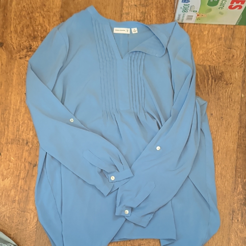 Blue Long Sleeve Blouse